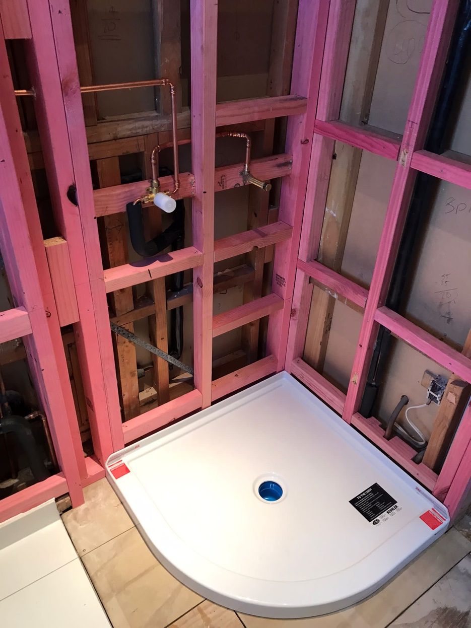 Bathroom renovation rough-in plumbing