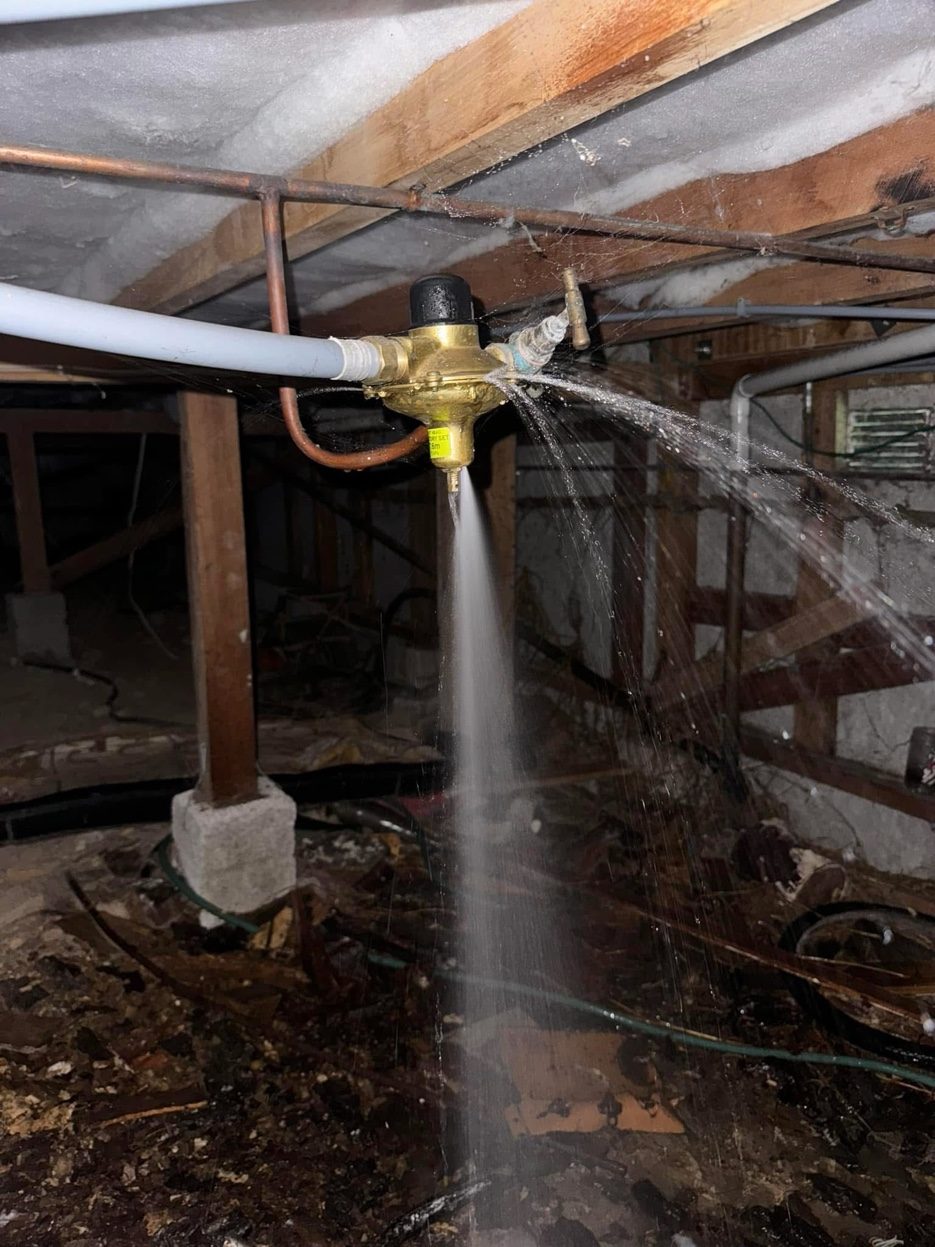Burst valve under subfloor