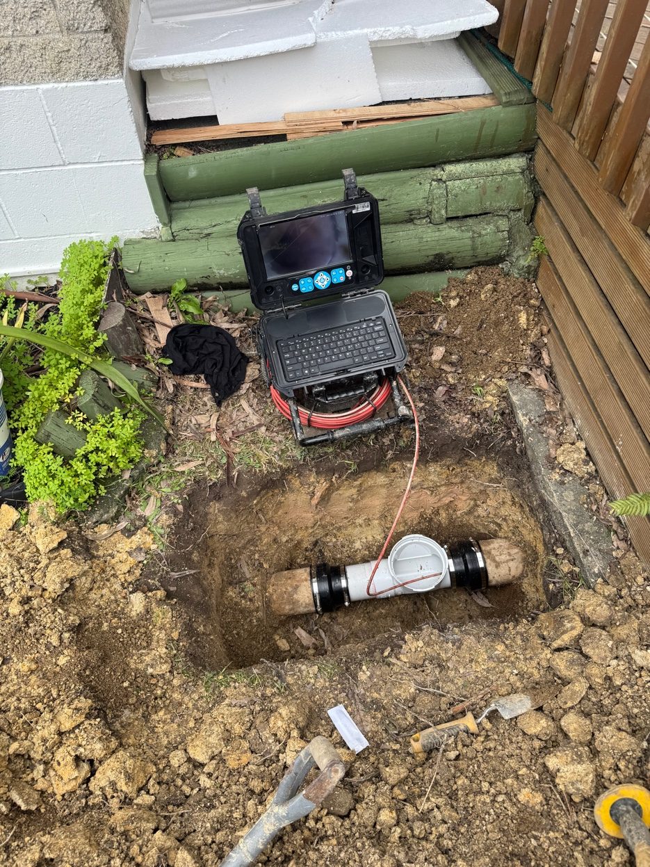 CCTV camera inspecting repaired drain