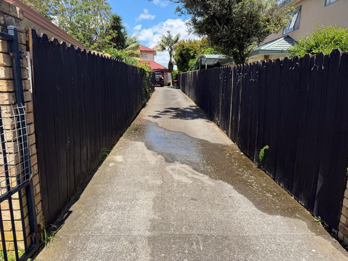 Water main leak wet driveway